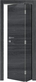 Porta interna pieghevole a libro asimmetrica Oxford in legno colore antracite, L 70 x H 210 cm, apertura a destra