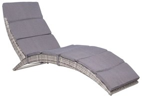 Lettino prendisole pieghevole con cuscino in polyattan grigio