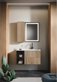 Mobile da bagno sospeso sotto lavabo L 59.5 x H 50 x P 45.5 cm noce, 2 cassetti Opera