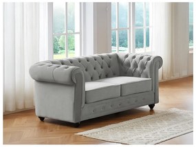 Divano 2 posti Velluto Grigio - CHESTERFIELD