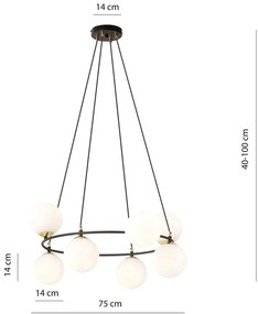 Lampadario Minimal Tiamat Acciaio Nero Oro 7 Luci E14 Ip20