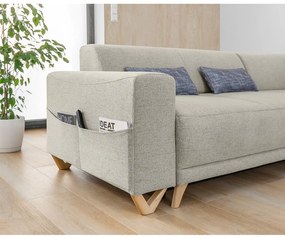 Divano angolare beige allungabile e con contenitore (con penisola a destra/a L) Classy Sophie – Miuform