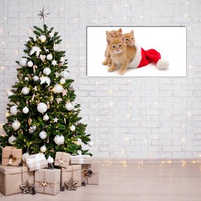 Quadro acrilico Gatti Babbo Natale 120x60 cm