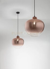 Sospensione vetro rame specchiato sfumato + nero opaco bowl 1 luce ...