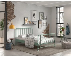 Letto singolo in metallo verde con griglia 140x200 cm BRONXX - Vipack
