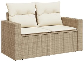 Set divani da giardino 14pz con cuscini in polyrattan beige