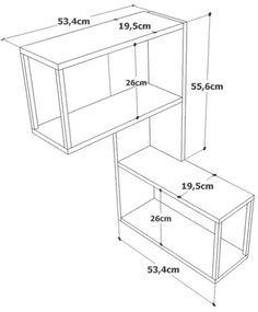 Mensola Angolare A Parete Industrial In Ferro E Legno 53x20x85H Voyage