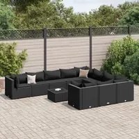 Set Divani da Giardino 11 pz con Cuscini in Polyrattan Nero 3308339