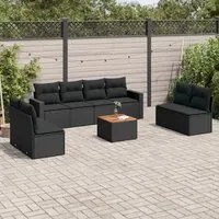 Set Divani da Giardino 9 pz con Cuscini Nero in Polyrattancod mxl 111645