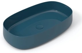 Lavabo da appoggio ovale in ceramica L 70 x H 15 x P 40 cm blu