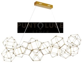 Lampada a sospensione lineare lucciola 12 ottone, led 3000k 57,6w, ...