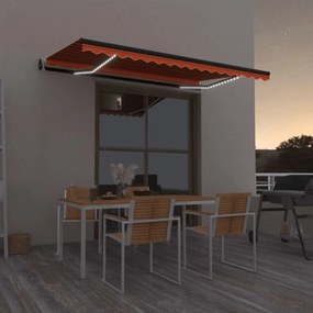 Tenda Automatica Sensore Vento E Led 450x350 Cm Arancio Marrone /