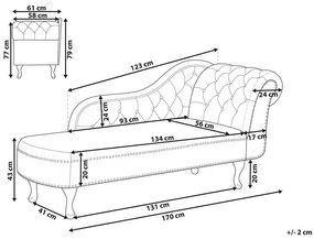 Chaise longue destra in velluto nero NIMES Beliani