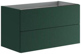 Mobile da bagno sospeso sotto lavabo Opera L 89.5 x H 50 x P 45.5 cm verde laccato opaco, 2 cassetti VISOBATH