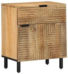 Comodino Marrone 50x33x60 Cm İn Legno Massello Di Mango /