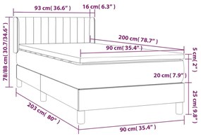 Giroletto a Molle con Materasso Grigio Chiaro 90x200 cm Tessuto