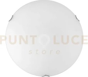 Plafoniera oblo bianca 4 luci attacco e27 50x50x9,5cm in vetro