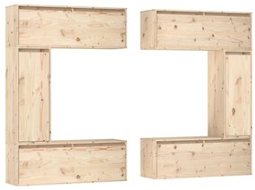Mobili porta tv 6 pz in legno massello di pino