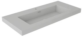 Lavabo da incasso con bordo a vista rettangolare vasca centrale Nantes L 101 x H 6 x P 46 cm in resina grigio satinato