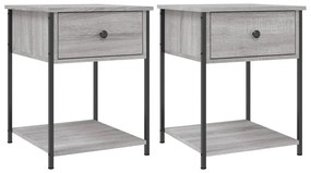 Comodini 2 pz Grigio Sonoma 44x45x58 cm in Legno Multistrato