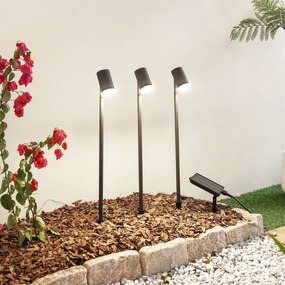 Lampada LED solare Myric di Lindby, set di 3, nero, alluminio, 3.000K