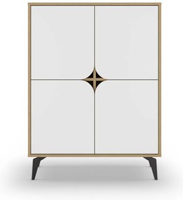 Mobile in rovere decorato in bianco e naturale 90x120 cm Nola - Marckeric