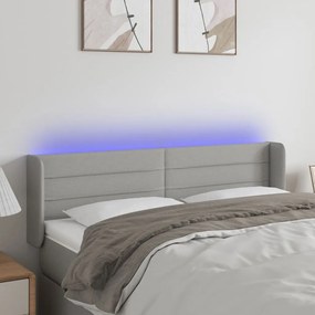 Testiera Grigio Chiaro A Led 147x16x78/88 Cm İn Tessuto /