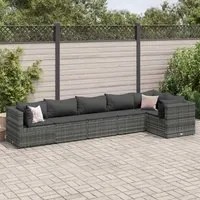 Set Divani da Giardino 6 pz con Cuscini in Polyrattan Grigio 3308106