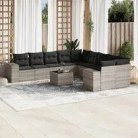 Set Divani da Giardino 11 pz con Cuscini in Polyrattan Grigio 3255459