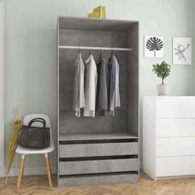 Armadio Grigio Cemento 100x50x200 Cm İn Legno Multistrato /