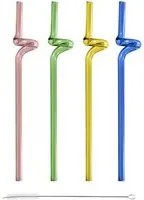 Set 4 cannucce colorate vetro 21 cm con scovolino
