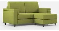 Divano 2 Posti con Pouf 168x145x85 cm Marrak in Tessuto Verde