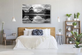 Quadro su tela – Splendida alba in Nuova Zelanda in bianco e nero