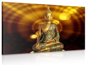 Stampa su tela – Statua di Buddha con sfondo astratto