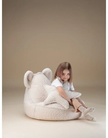 Pouf a sacco per bambini color crema con rivestimento in bouclé Bear – Wigiwama