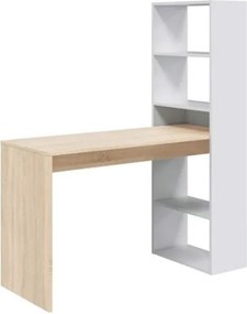 Scrivania Libreria Reversibile 144x120x53 Effetto Legno Bianco E Rovere Duplo