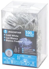 Aigostar - Catena LED natalizia da esterno 100xLED/8 funzioni 10,3m IP44 bianco freddo