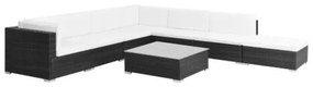 Set Divani da Giardino 8 pz con Cuscini in Polyrattan Nero