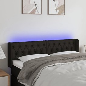 Testiera A Led Nera 163x16x78/88 Cm İn Tessuto /