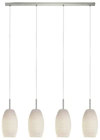 Lampadario A Sospensione Moderno Batista 3 Acciaio Nichel Vetro 4 Luci E27