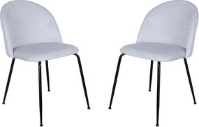 Sedia da pranzo in velluto Grigio Perla con gambe in metallo Nero - PARIS 2 sedie
