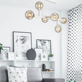 Lampadario a sospensione con supporto rigido ASTRID 6xE27/60W/230V bianco