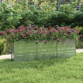 Letto Rialzato Giardino 240x40x77 Cm İn Acciaio Zincato Argento /