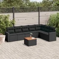 Set Divani da Giardino con Cuscini 8 pz Nero in Polyrattan 3256482