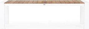 Tavolo Da Esterno In Alluminio Piano In Teak Allungabile 110x253/384 Cm Cameron Bianco Bizzotto