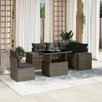 Set Divano da Giardino 6 pz con Cuscini Grigio in Polyrattan 3269170