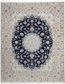 Nain Tappeto 210 x 260 Blu (Iran) Annodato A Mano