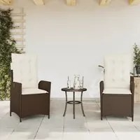 Sedie Reclinabili Giardino 2pz con Cuscini Marrone Polyrattan 365266