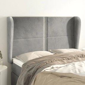 Testiera Ad Orecchio Grigio Chiaro 147x23x118/128 Cm İn Velluto /