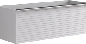 Mobile da bagno sospeso sotto lavabo Pixel stripes 1 cassetto L 120 x H 40 x P 45.5 cm bianco laccato opaco, con maniglia alluminio brillante